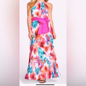 Eliza J Hot Pink Floral Maxi Dress Pre-Owned